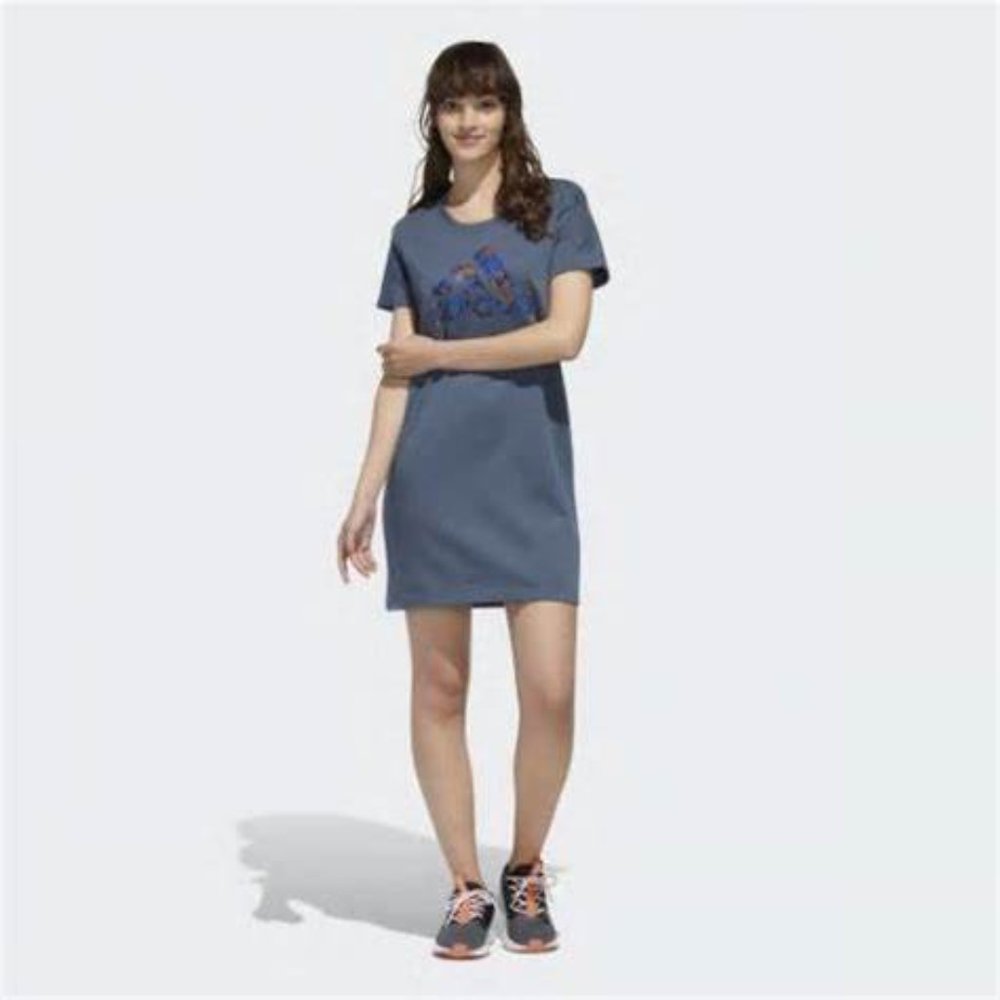 adidas X Zoe Saldana Collection Women's Legacy Blue Cotton Dress (GJ6684) Med